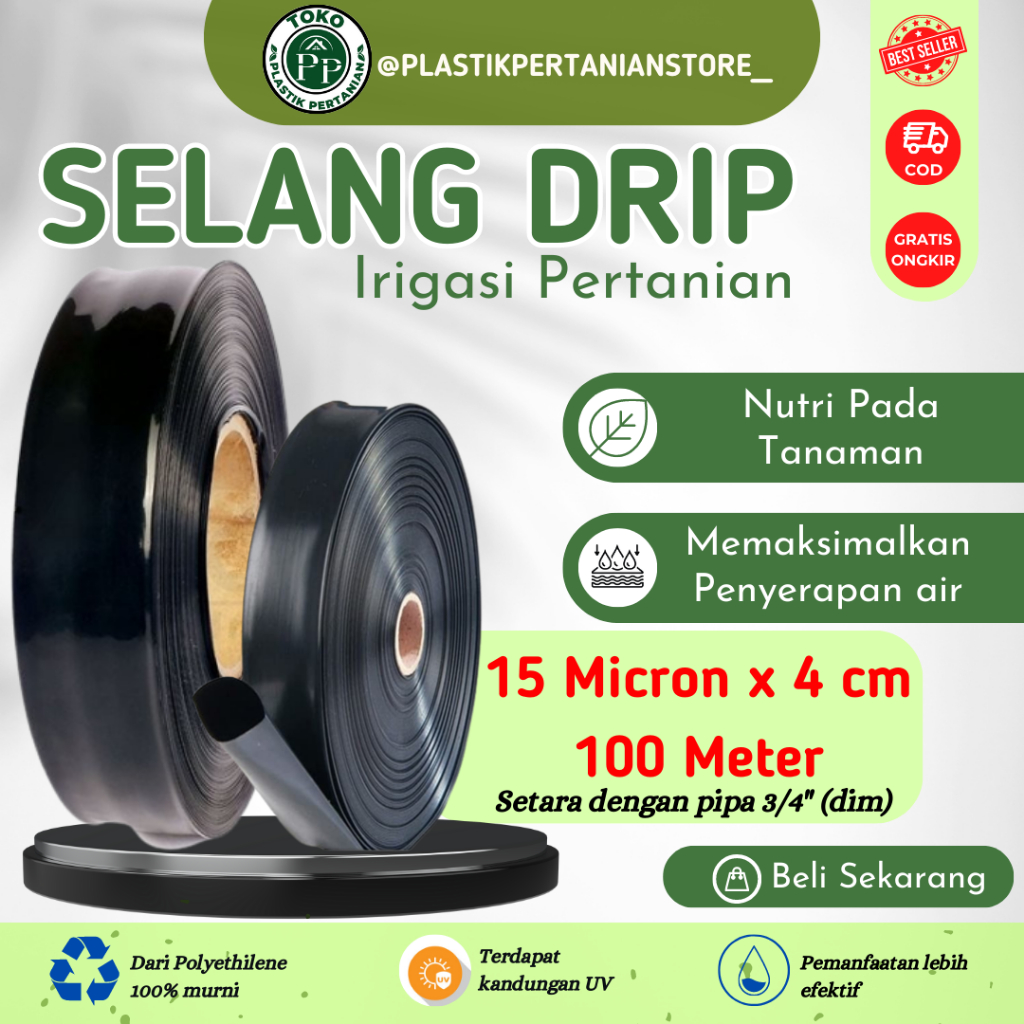 Selang Drip 15 micron 4 cm 100 meter - Pipa 3/4 inch