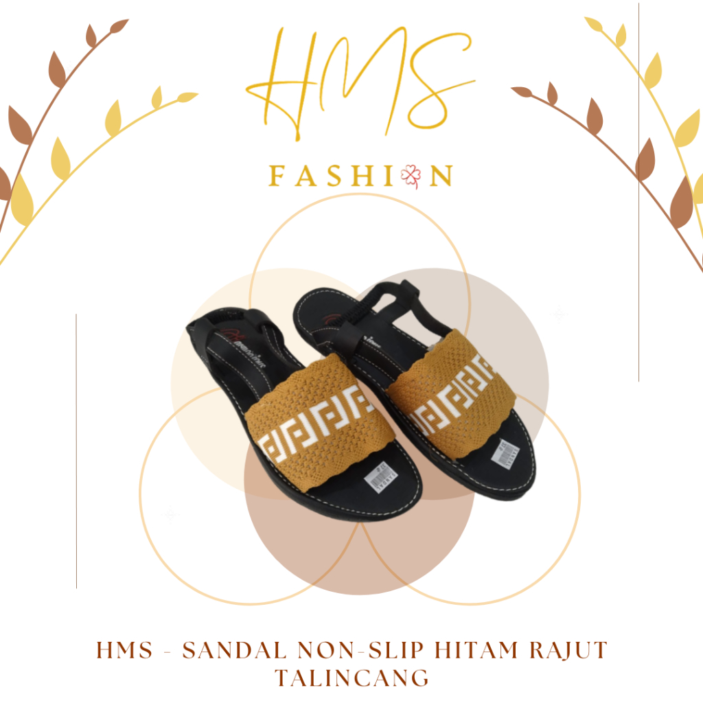 HMS - Sandal non-slip Hitam Rajut Talincang | Sandal Karet Wanita | Sandal Flat | Sandal Wanita Mura