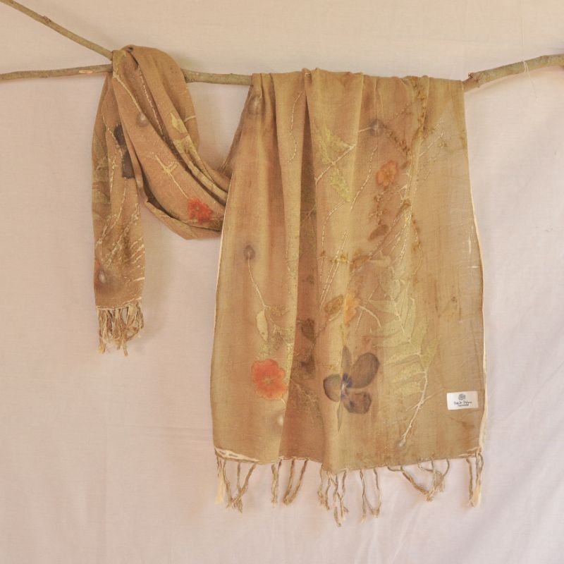 Pasmina syal kerudung panjang batik ecoprint