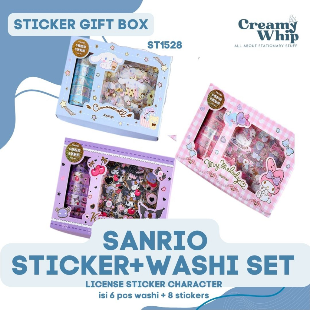 

Sanrio Sticker + Washi Tape Set Licensed Sanrio Merch - Gift Set Sanrio Cute Character Kuromi Melody Cinnamoroll Sticker Set