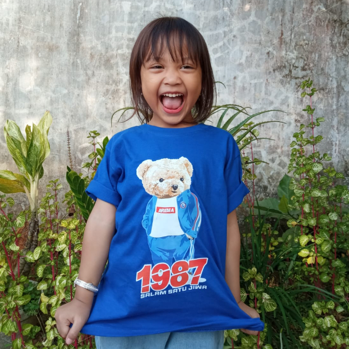 kaos arema anak warnab biru umur 4 sampai 10