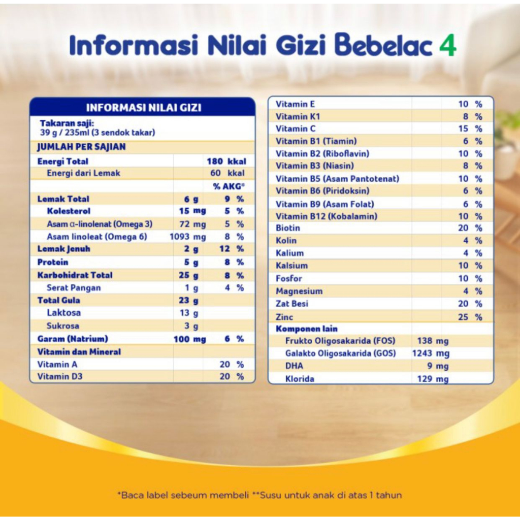 BEBELAC 4 - Madu - Susu Pertumbuhan Bubuk 800 gram (Usia Pra Sekolah)