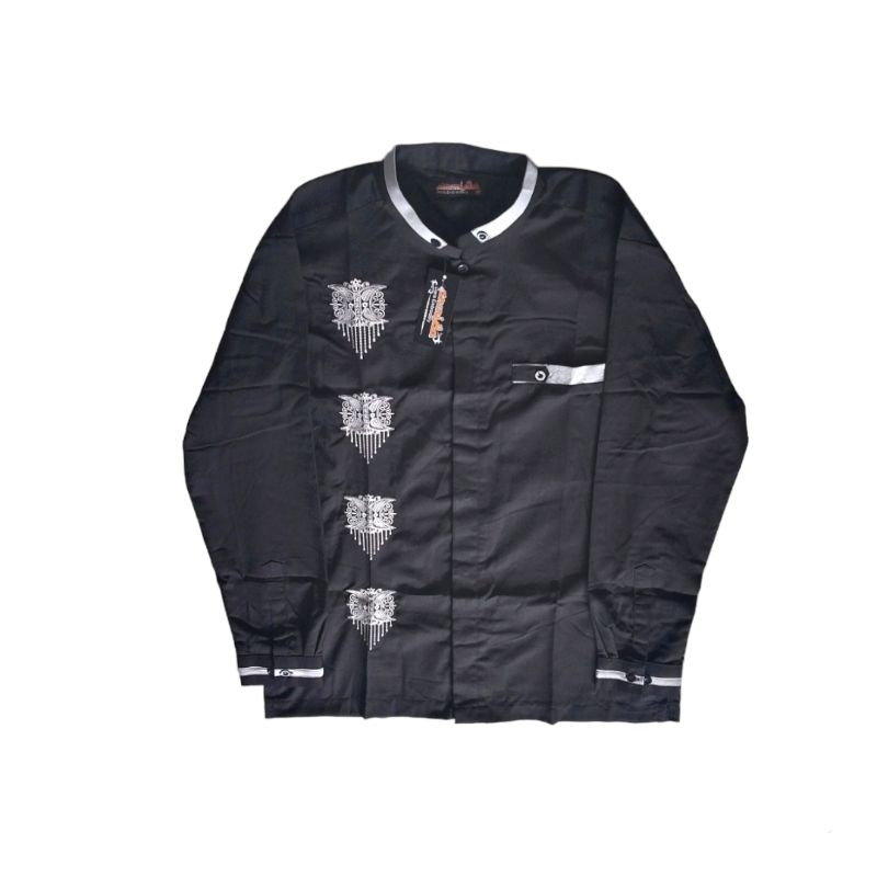 baju muslim koko  lengan panjang pria dewasa bordir motif pintu aceh