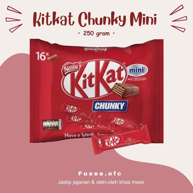 

Kitkat Chunky Mini Chocolate - 250 gram / coklat kitkat / kitkat mini / jastip mesir.