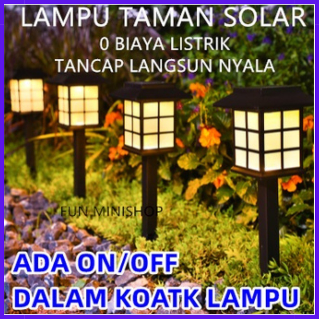 Lampu Taman Solar Tenaga Surya Lampu Taman Tancap Garden Lamp KOTAK Lampu Taman Hias Tancap Waterproof LED White Solar Power 1.2V - YF-922 - Black