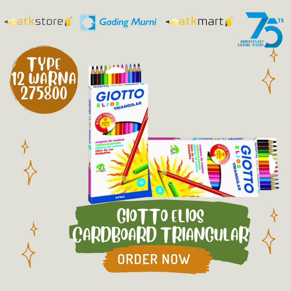 

PENSIL WARNA ELIOS/PENSIL WARNA TAHAN PATAH/GIOTTO ELIOS TRI CARDBOARD