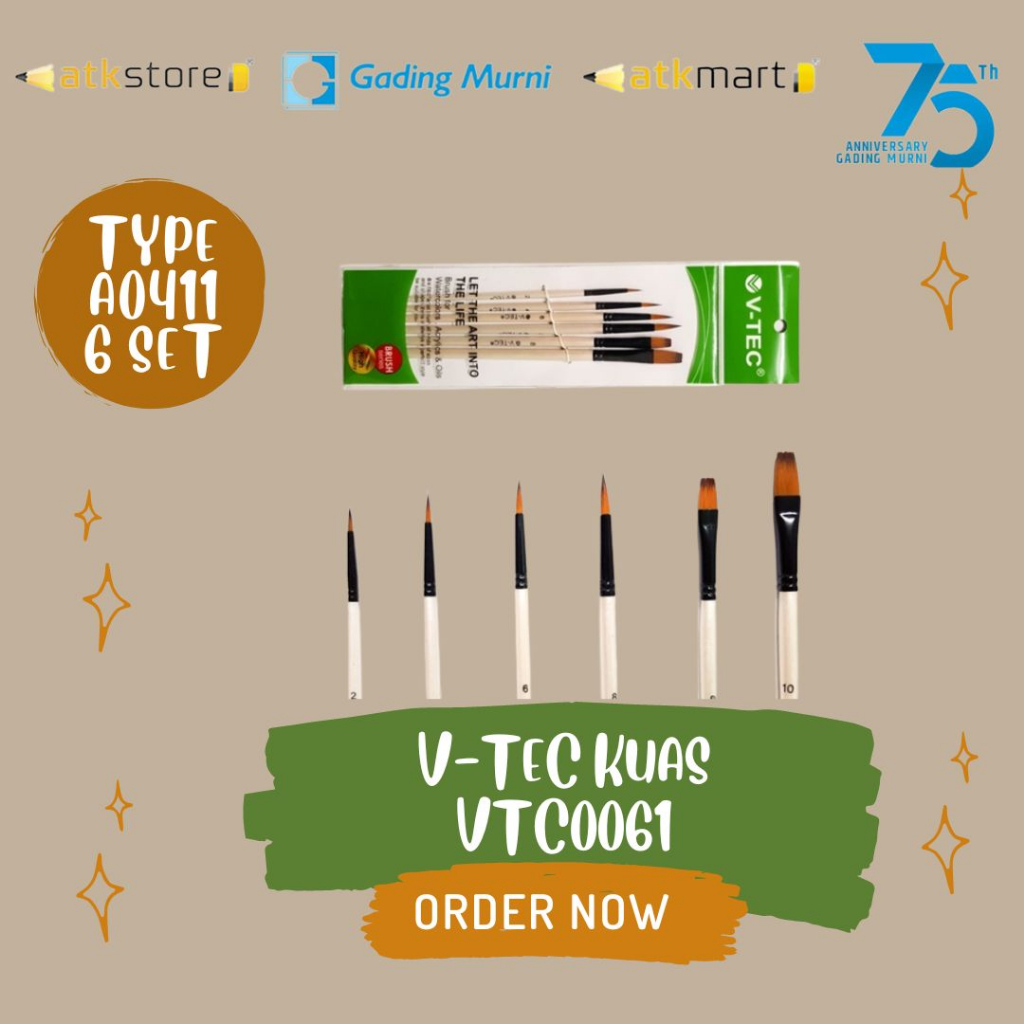 

V-tec Kuas Lukis Type A0411 Round & Flat