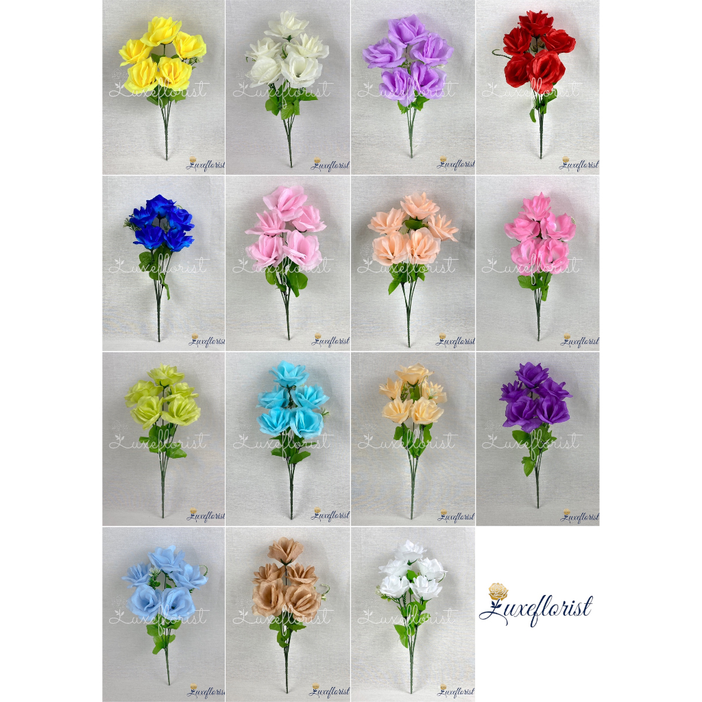 Rose Hongkong COD 1 PCS BUNGA Rose Hongkong CABANG 5 ARTIFICIAL - BUNGA HIAS - DECORASI PELAMINAN