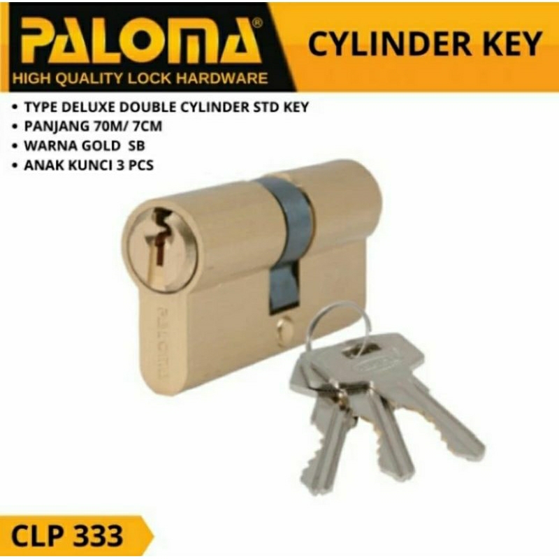 CYLINDER SILINDER ANAK KUNCI PINTU RUMAH KUNING GOLD 70MM PALOMA CLP 333