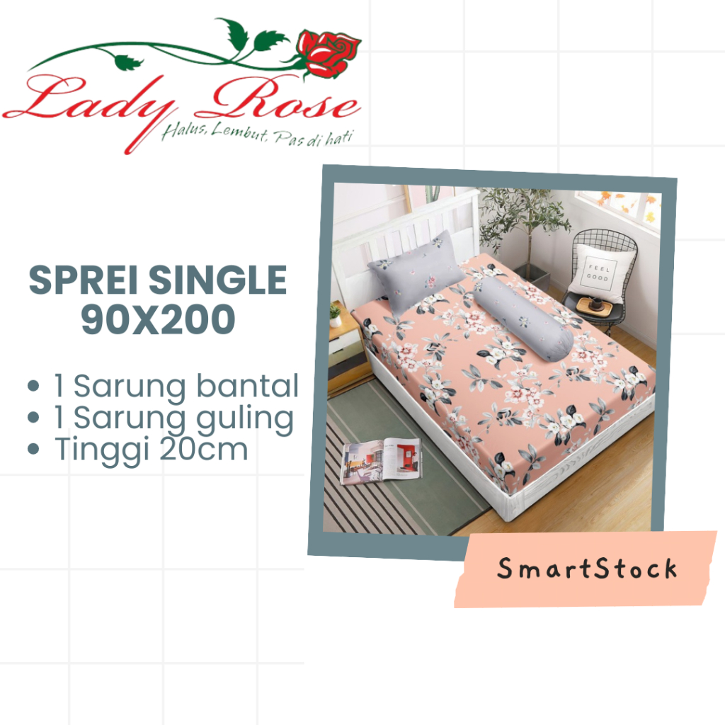 Ss Sprei LADY ROSE PART A 90 MOTIF 90x200 Extra Single / Small Size