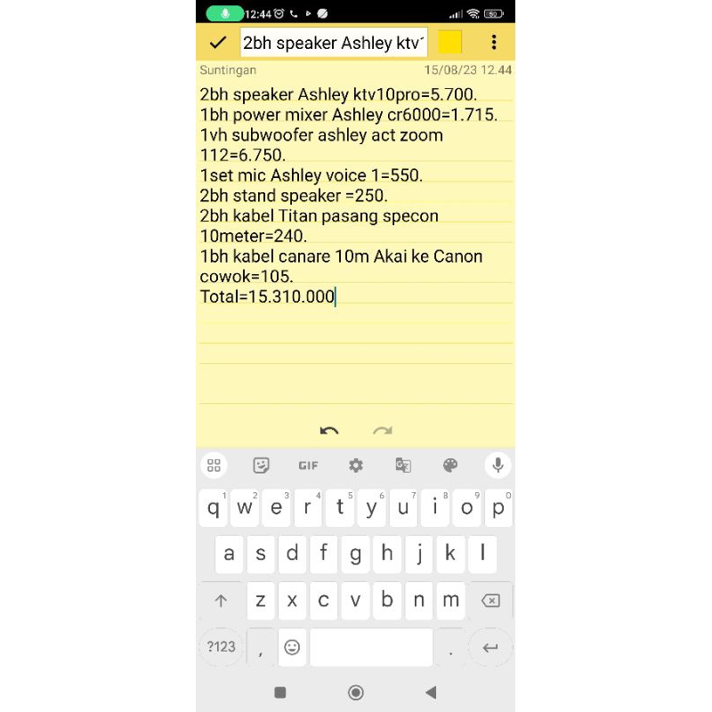 paket sound system Ashley ktv10pro 10 inch power mixer Ashley cr6000 subwoofer ashley zoom act 112 1