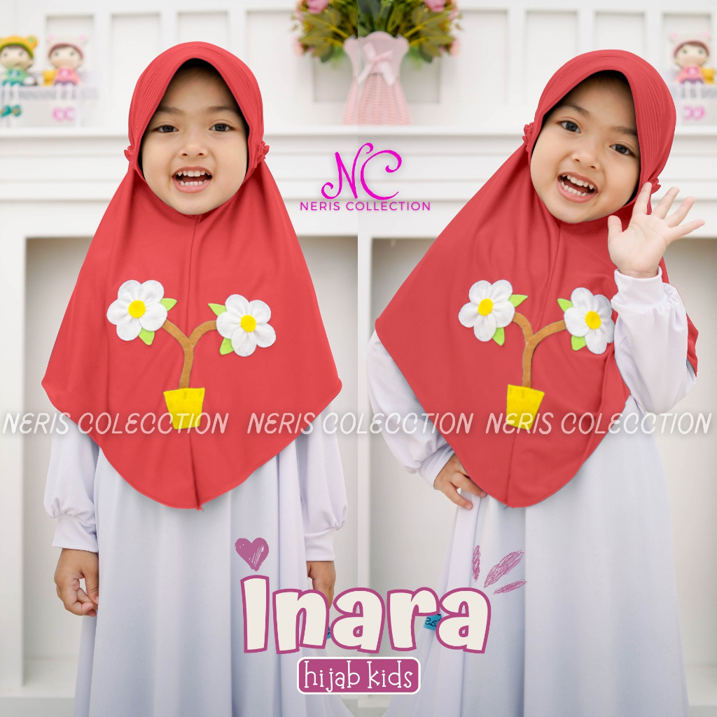 Hijab Sporty Anak Inara / Hijab Olahraga Muslim Anak / Bergo Sport Anak Karakter Flower / Jilbab Ola