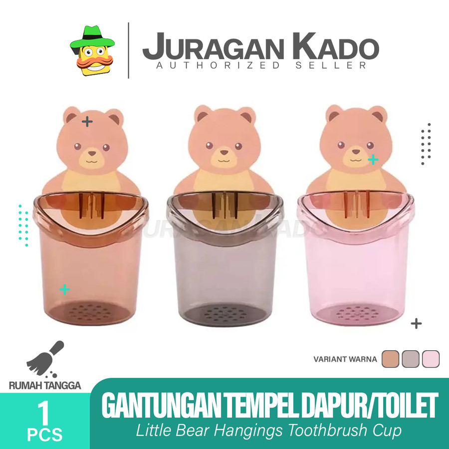 TEMPAT SIKAT GIGI TEMPEL GANTUNG MOTIF BERUANG / RAK WADAH SIKAT GIGI ODOL DINDING KAMAR MANDI