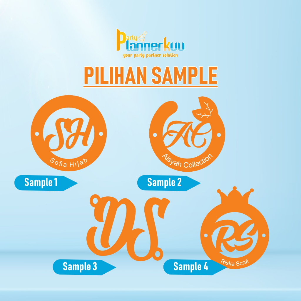 Partyplannerkuu Label Brand Rebranding Inisial Logo Acrylic Akrilik Murah Preminum Gold Silver RoseG