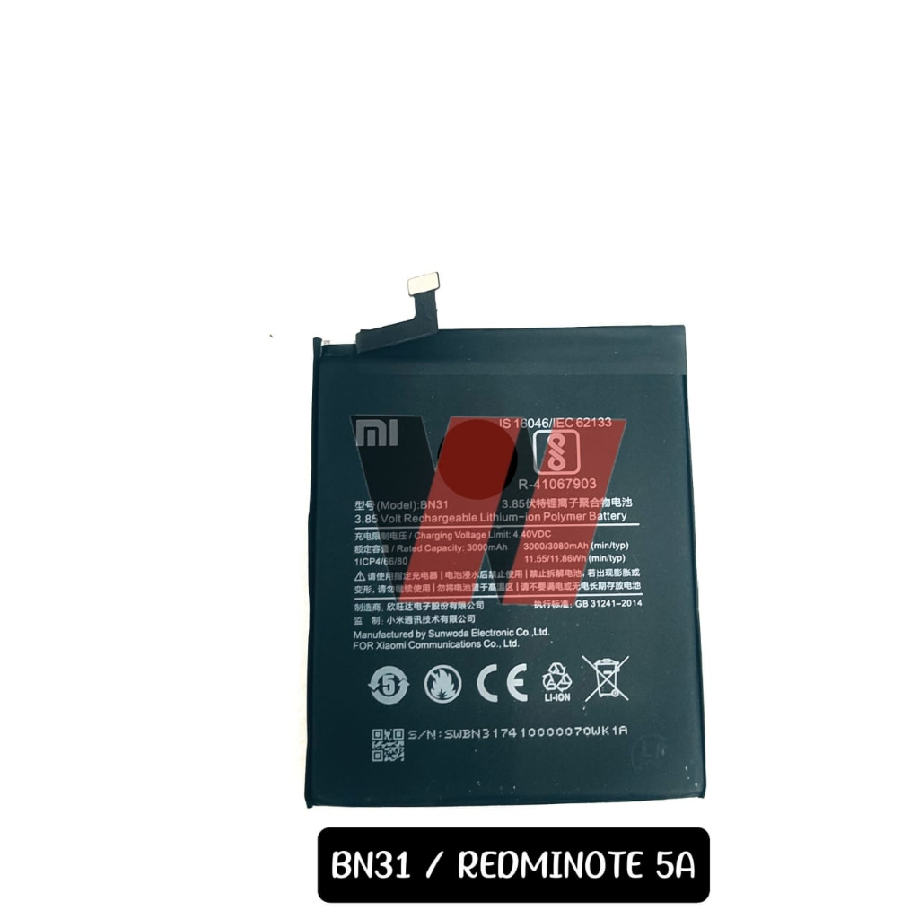 BATERAI REDMI NOTE 5A  BN31 / BATRE READMI NOTE 5A BN 31 / ORI 99 BATTERY NEW - PRODUCT