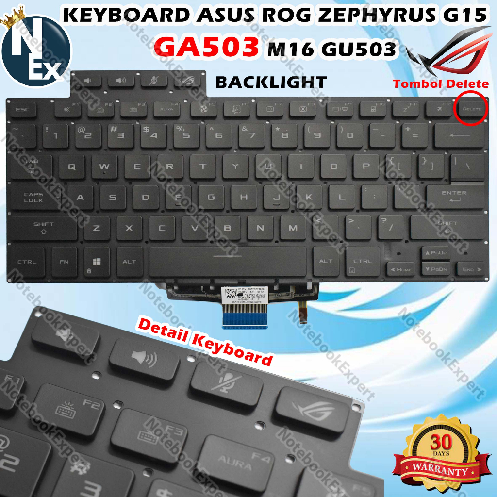 KEYBOARD ASUS ROG ZEPHYRUS G15 GA503 M16 GU503 BACKLIGHT - Black