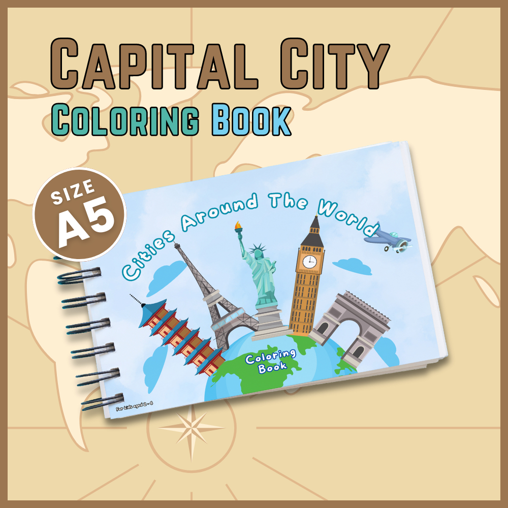 

PREMIUM Buku Mewarnai Gambar Anak Lucu Edukasi Seri Cities / Kota A5 untuk Usia 3 sampai 6 Tahun