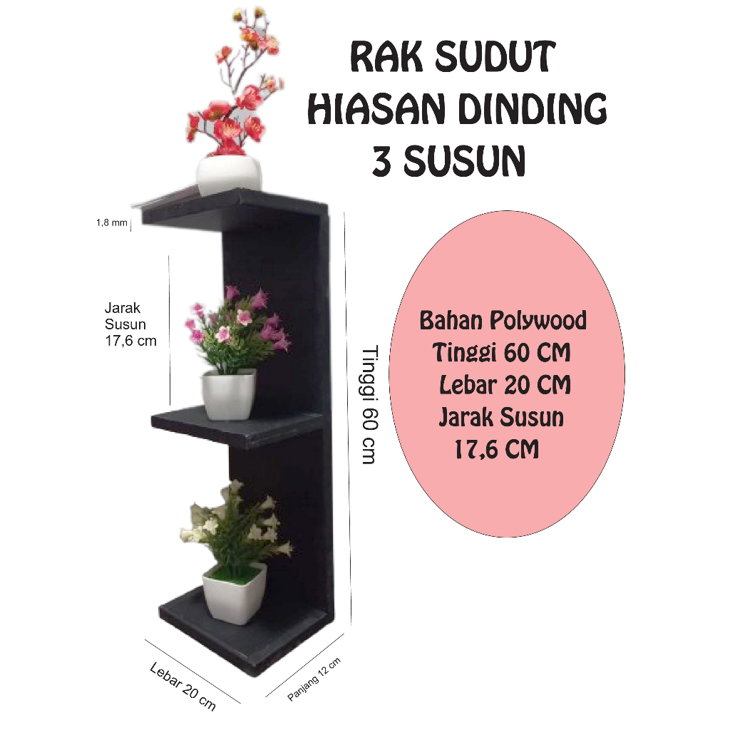 Rak Sudut Susun Gantung 60 Cm