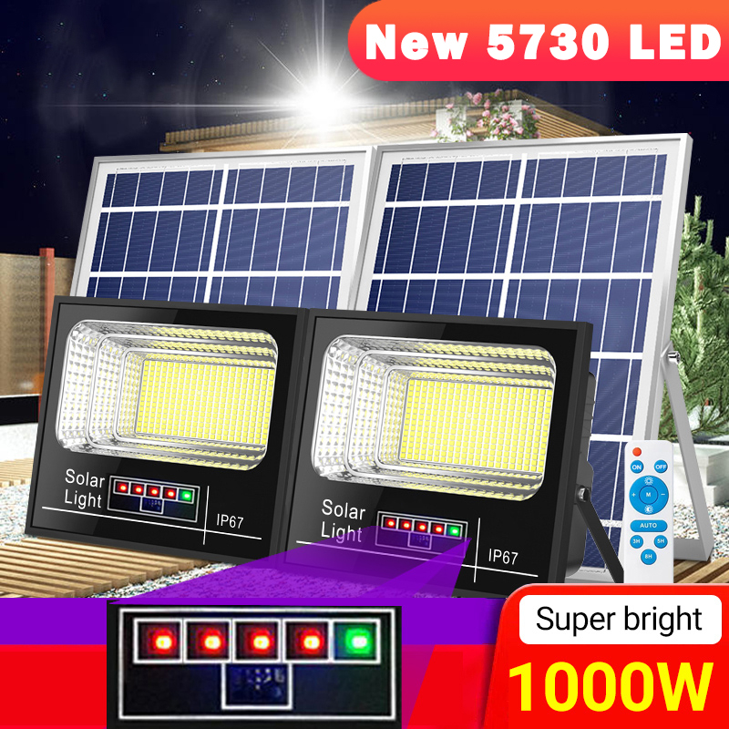 Paleo 1000W New 5730 LED lampu solar cell outdoor IP67 tahan air lampu tenaga surya 0 tagihan listri