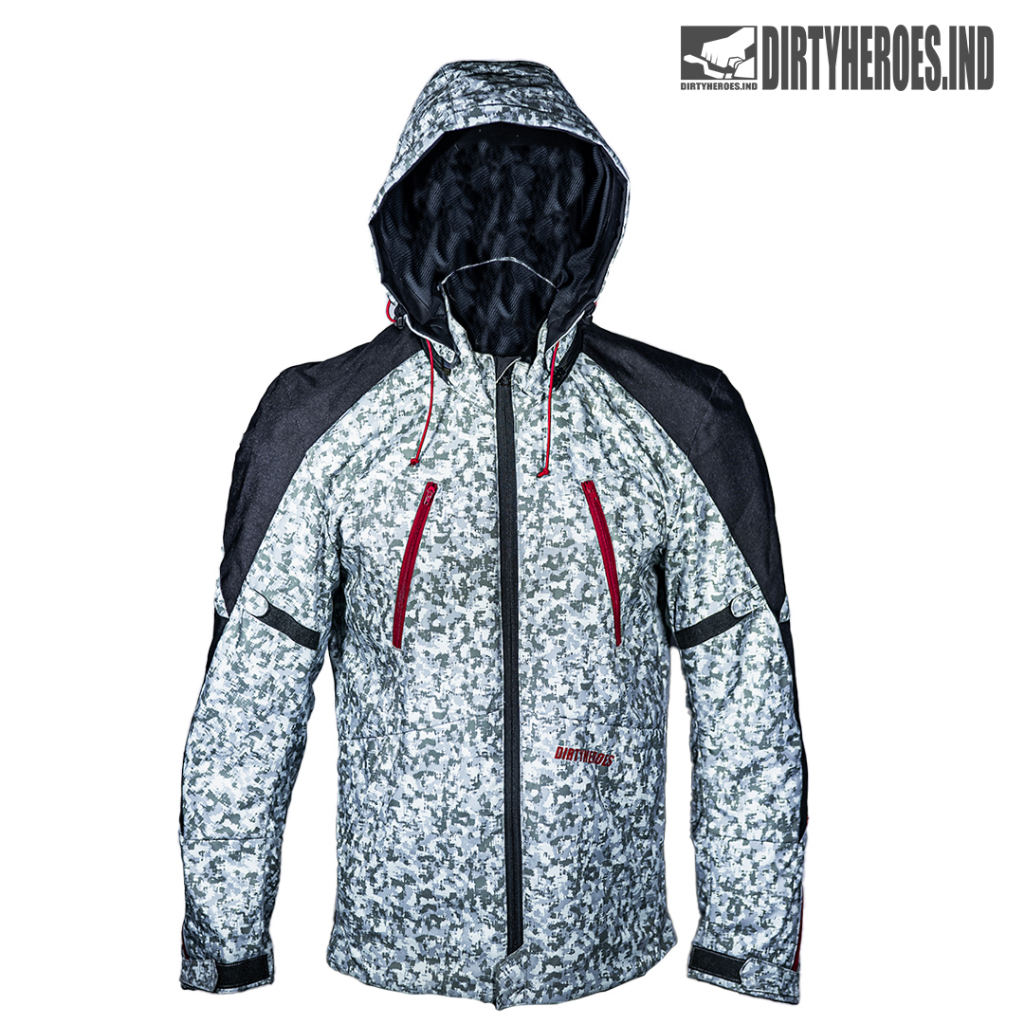 DIRTY HEROES WATERPROOF CAMO WHITE JACKET V1 / JAKET / VARSITY / VINTAGE / RACE