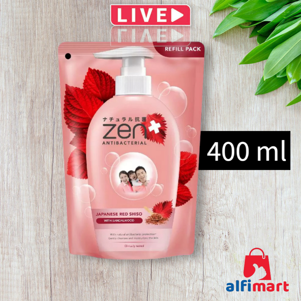 ZEN Sabun Mandi Cair Refill isi ulang 400ml 400 ml / Shiso & Sandalwood pink / Shiso & Sea Salt biru