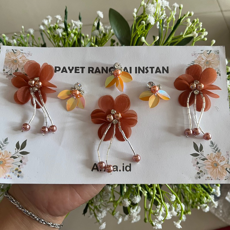 set payet 3d bunga dan tabur