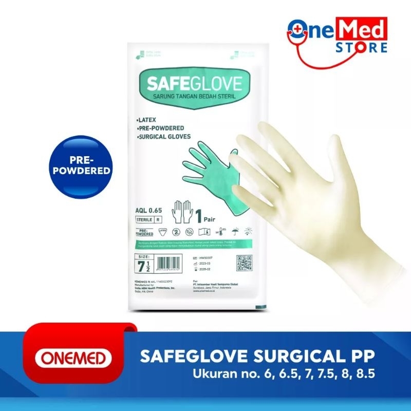 sarung tangan steril safeglove / sarung tangan steril onemed