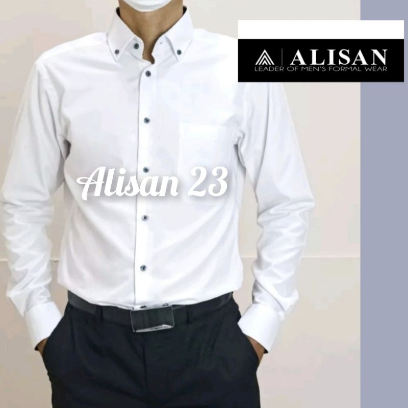 Kemeja Alisan DOBBY PUTIH Lengan Panjang  (100% ORI)