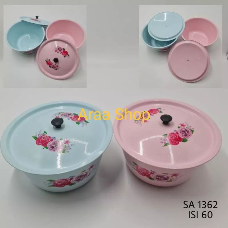 TB ESSENTIALS Baskom Tutup Kembang / Basi Tutup Bulat Stainless Steel Kembang 24cm 22cm 20cm / Tempa