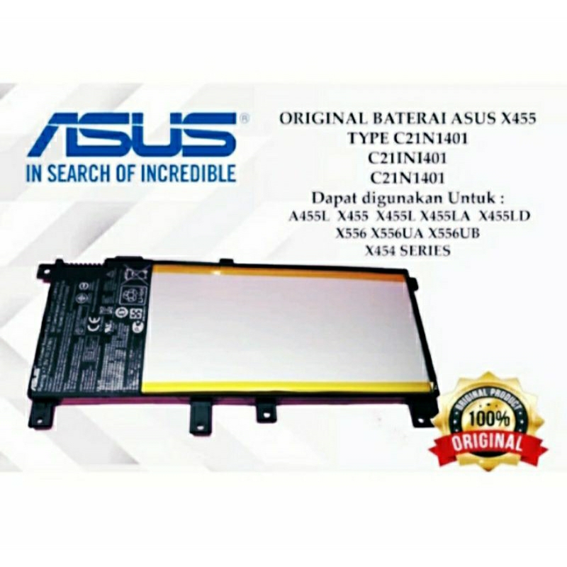 Baterai Laptop Asus A455L X455L X454W X454Y Original
