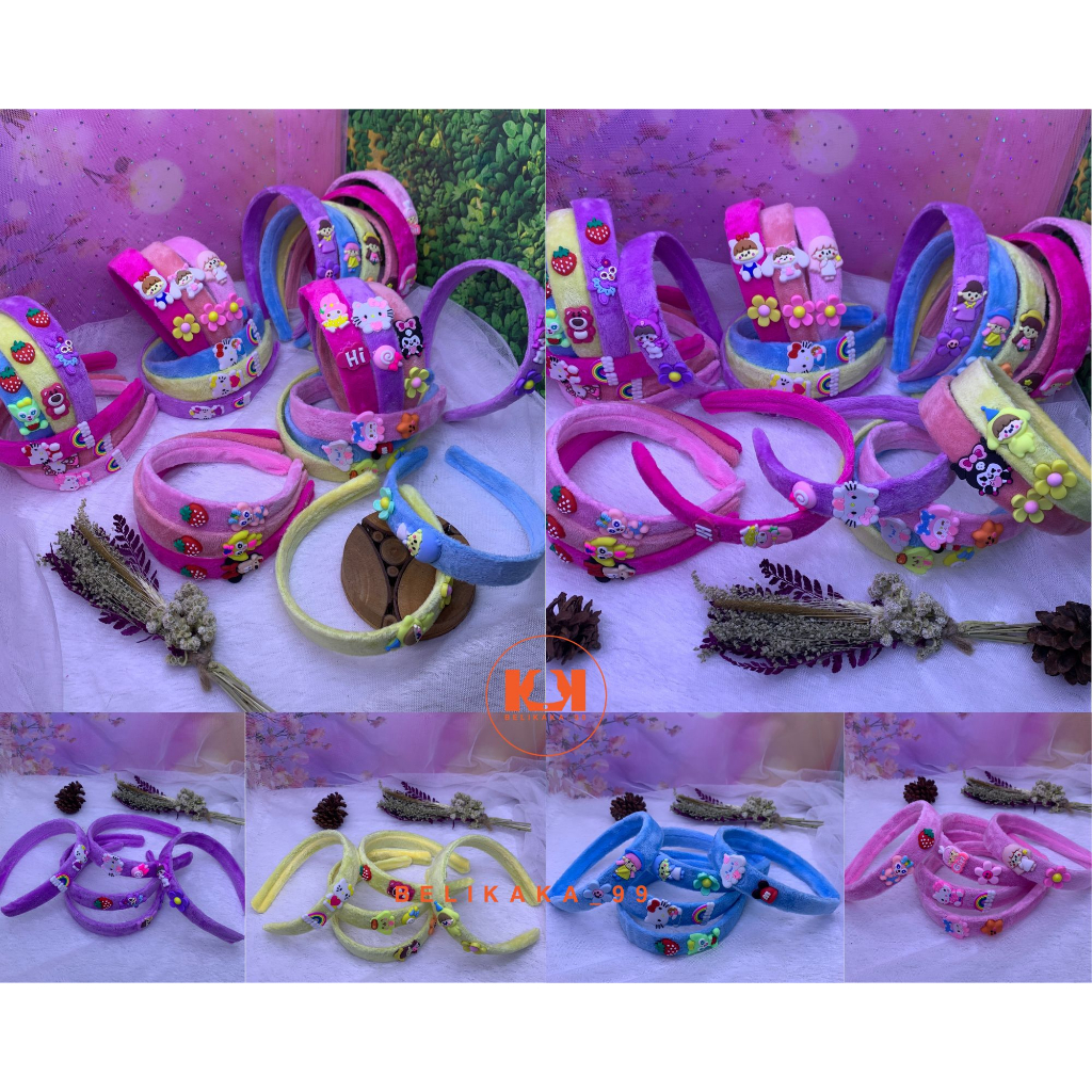(KARAKTER KECIL) BANDO ANAK BULU HALUS TEMPELAN KARAKTER KARTUN KECIL LUCU / BANDO ANAK BULU HALUS