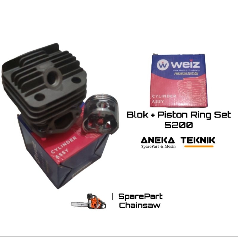 blok piston ring set chainsaw senso sinso 5200 weiz asli