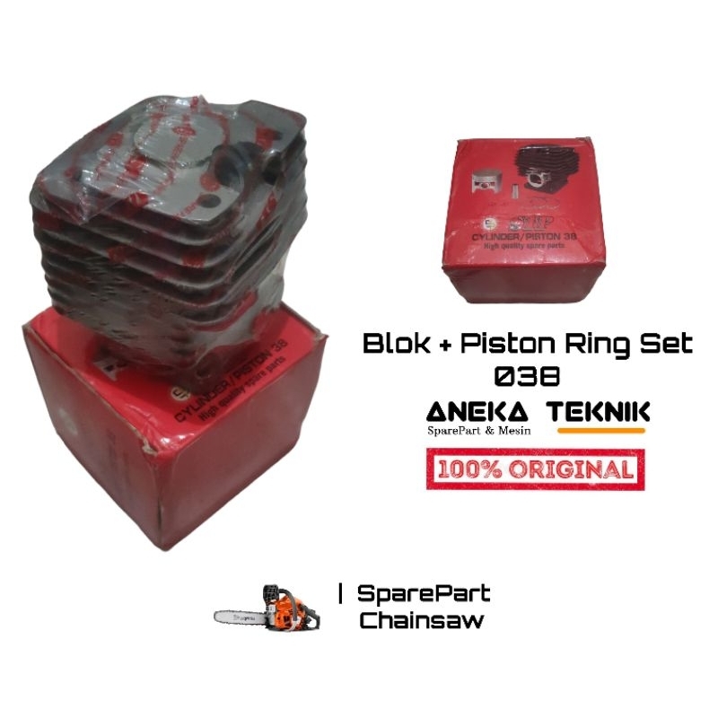 Block Blok Piston Ring Set Kit Chainsaw Senso Sinso Ms-038 STP Asli