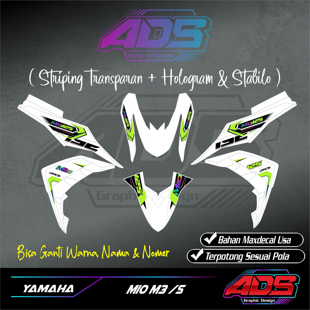 STRIPING MIO M3/MIO Z HOLOGRAM - STRIPING MOTOR MIO M3/MIO Z HOLOGRAM TRANSPARAN UV BISA CUSTOM