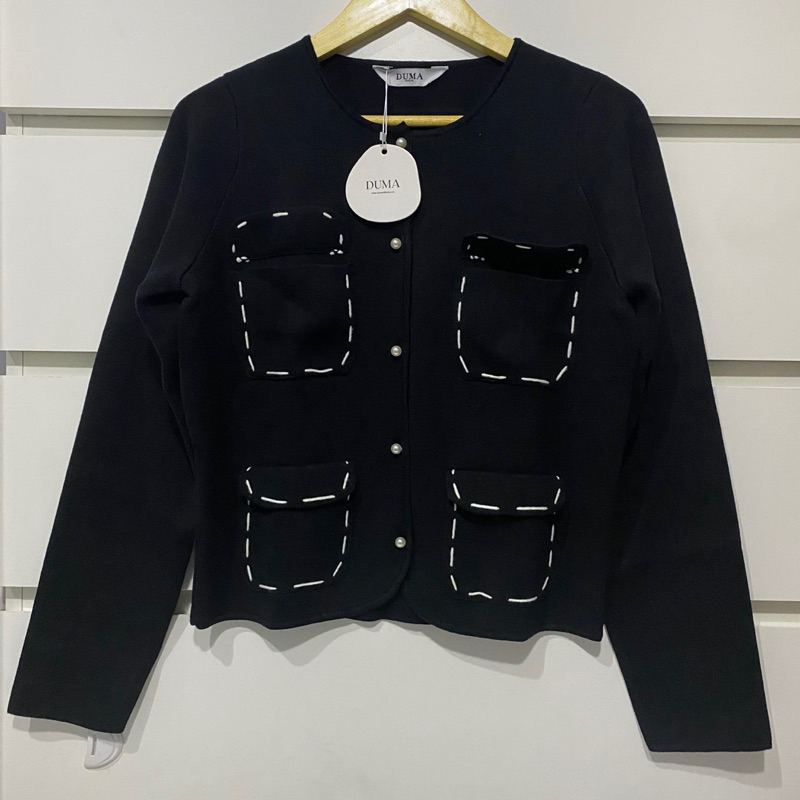 NEW WITH TAG - Duma Essence Black, Bahia Navy Exclusive Store Top Atasan Rajut Cardi Cardigan Outer