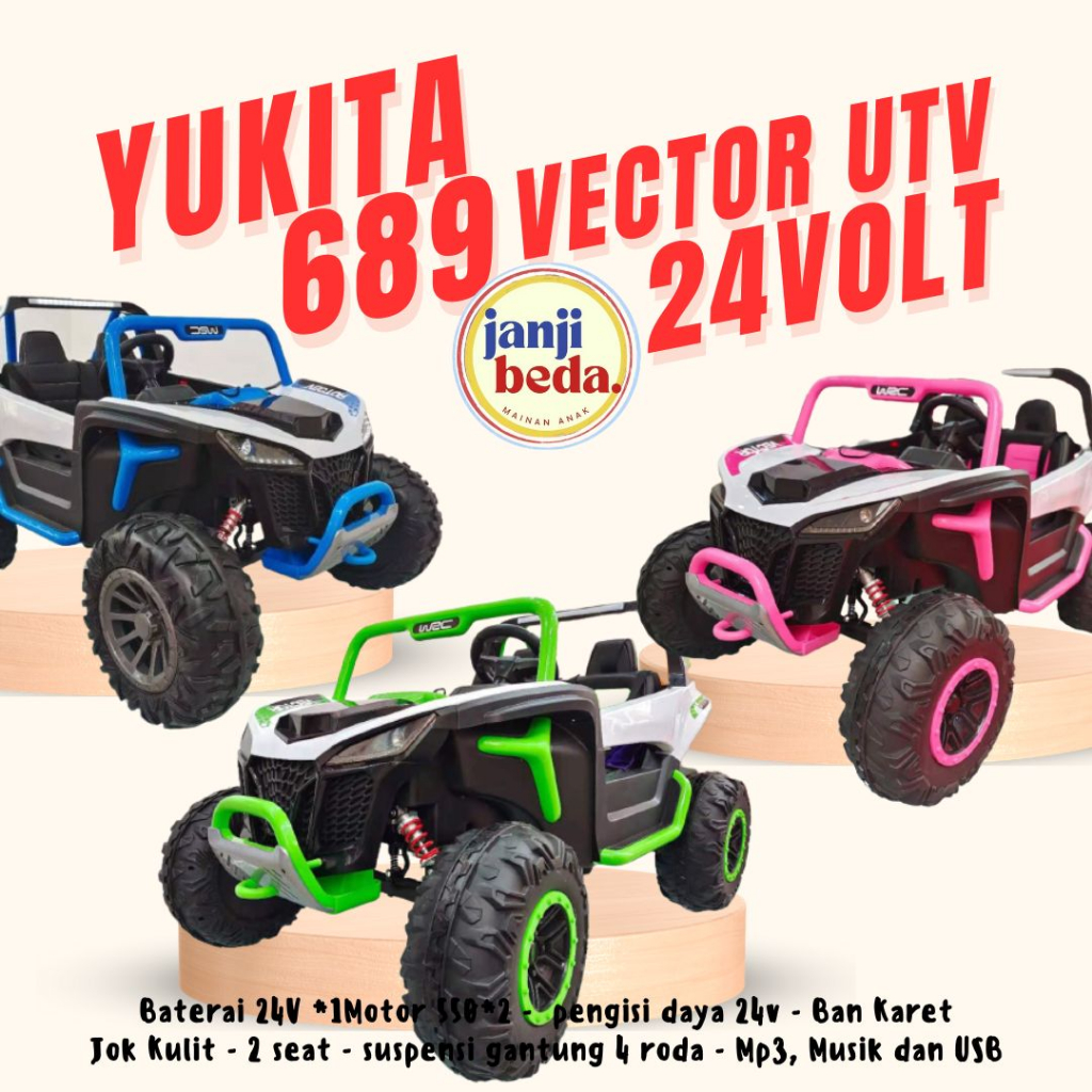 Mainan Anak Mobil Aki VECTOR - YUKITA 689 4WD - Maenan Mobilan 24 Remote control BESAR