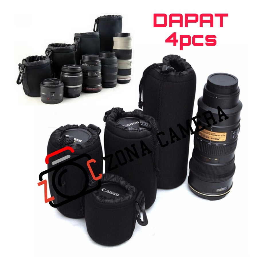 Togarblend - Tas Lensa Kamera 4pcs Pouch Soft Case ZOOM TELE Lens Bag