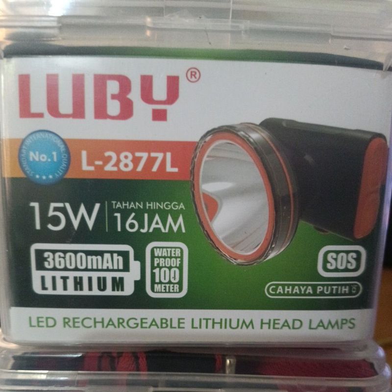 Senter Kepala Luby 15 Watt L - 2877 Waterproof Cahaya