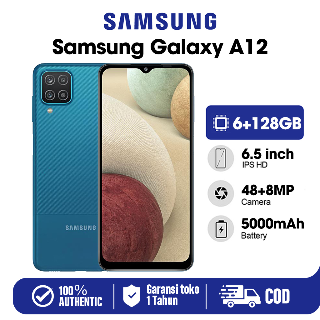 Samsung Galaxy A12 A14 ram 6 128GB 6.5inci origina 48+8MP FHD Kamera 5000mAh Smartphone terbaru 2023 Handphone second ori asli promo cuci gudang COD