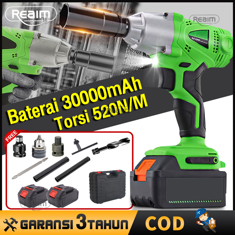 Reaim Cordless Impact Wrench 520N/M impact baterai Mesin Bor bor impact baterai impact wrench