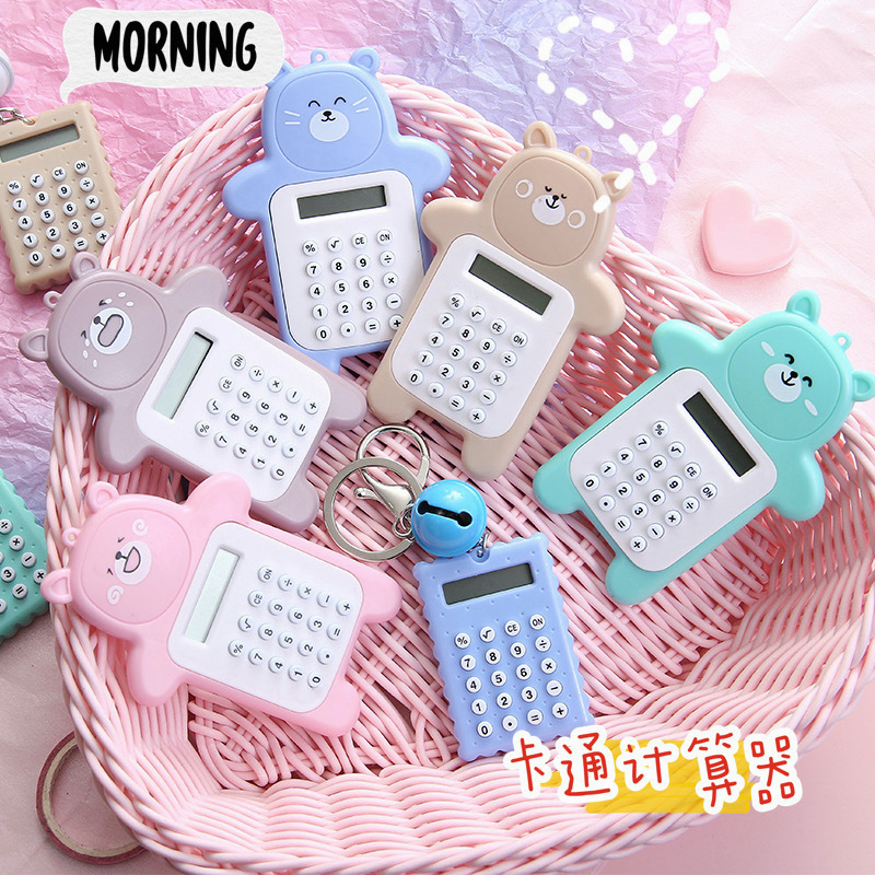 

✨COD kalkulator mini lucu calculator portabel motif pola beruang 8 digit tombol karet alat tulis kreatif siswa -MG