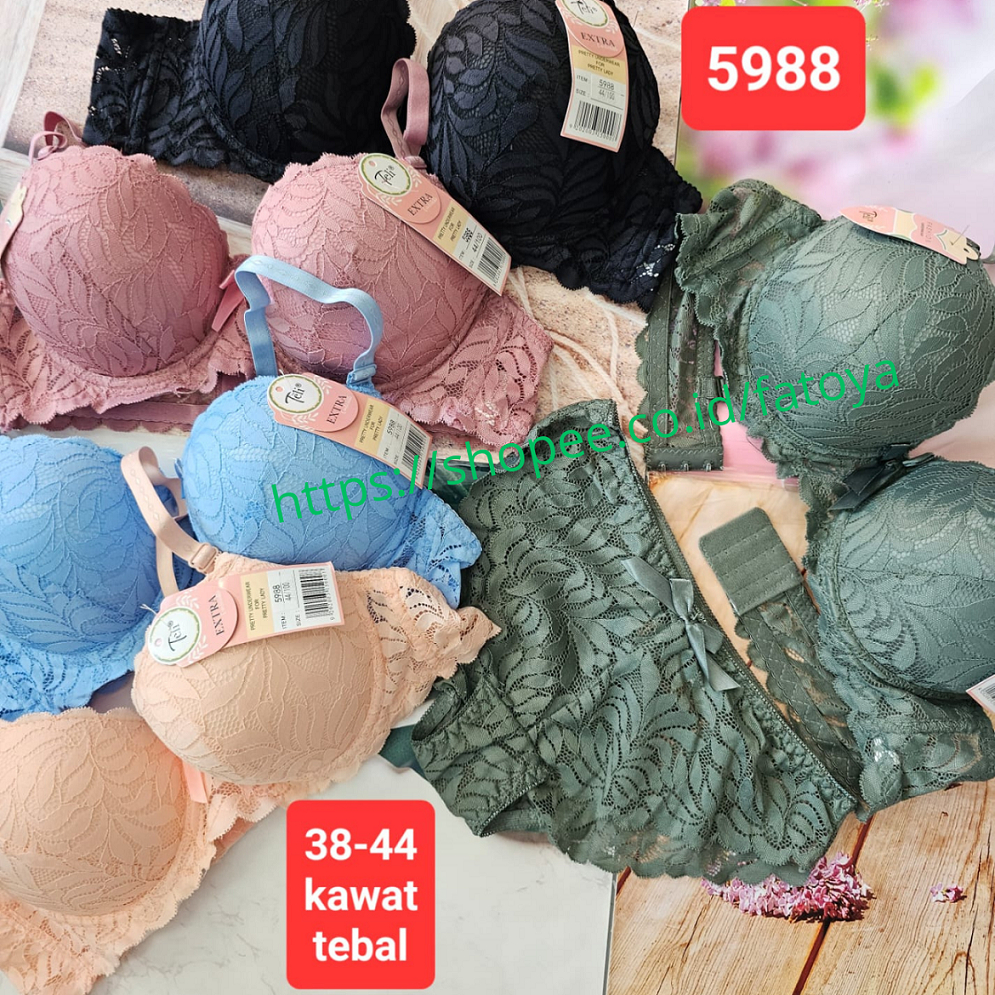 RB1 Bra BH Set Brukat kawat Busa Tebal Push Up Big Cup Besar size 38 - 44