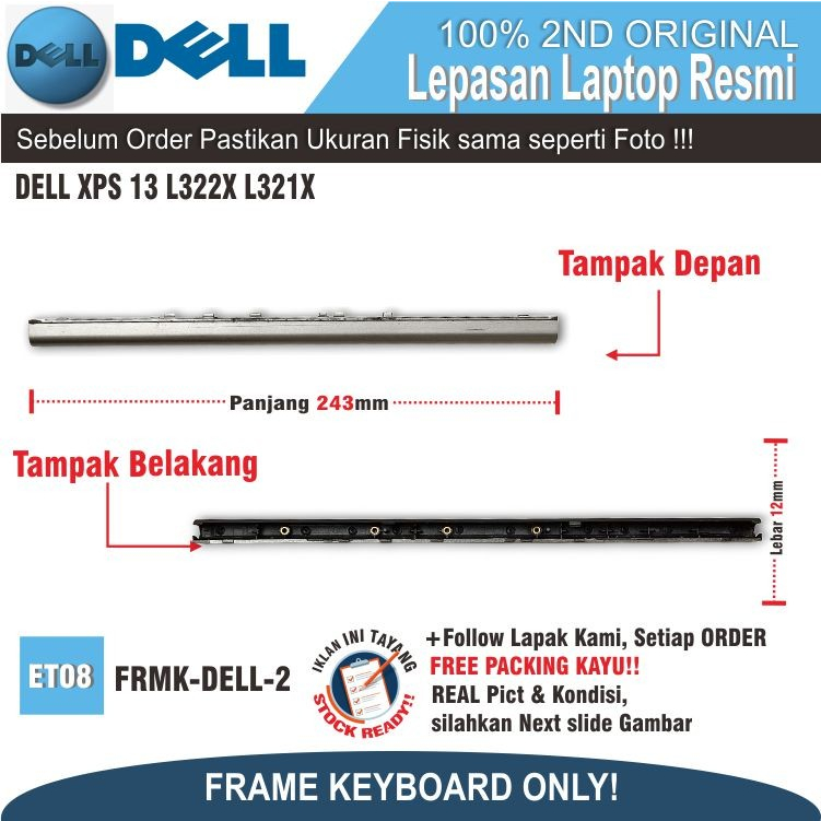 ET08 FRMK-DEL-1 UPPERCHEST PENUTUP LAPTOP DELL XPS 13 L322X L321X