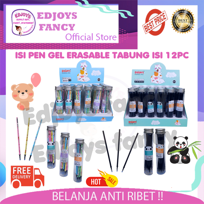 

Isi pen gel bisa di hapus isi 12 pcs pen gel erasebel tabung murah aesthetic lucu karakter dan polos GR-1201/1202
