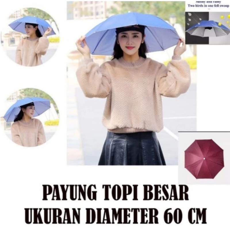 mood swings/topi payung hosun/topi payung diameter 60cm/topi payung/topi mancing/topi proyek/payung 