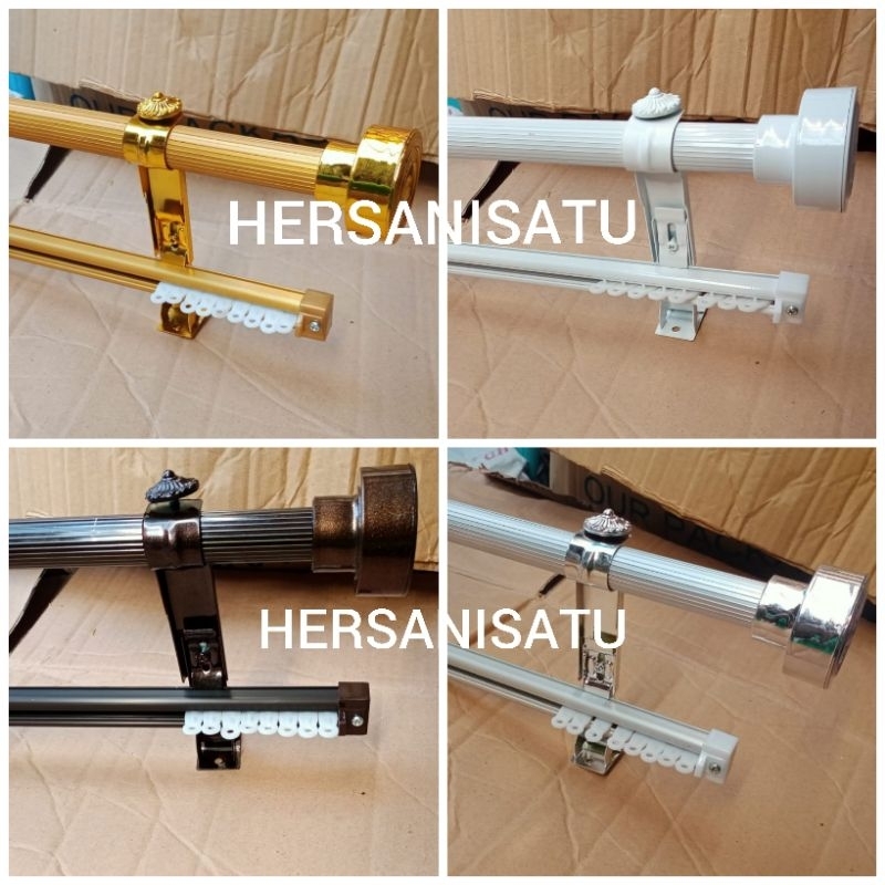 Batang Besi Tiang Gorden 3m 4m Double Full set Lengkap Rell Vitrase Ukuran 3 Meter 4 Meter
