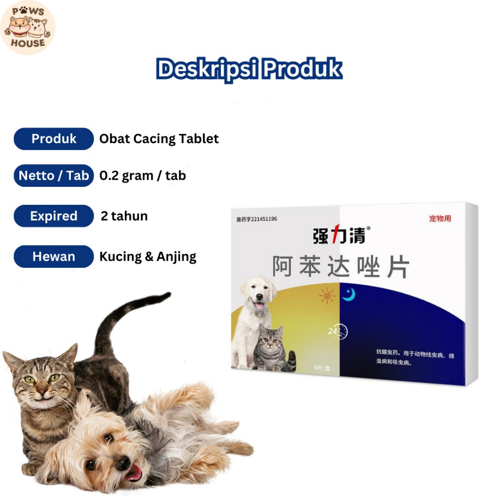 Obat Cacing Anjing Kucing Albendazole Bentuk Tablet 16G