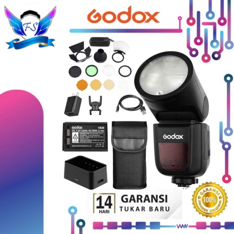 Flash Godox V1 For Sony / V1 Fuji / V1 Nikon / V1 Canon / V1 Olympus Round Head Speedlite Camera