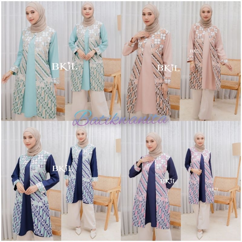 Batik tunik wanita terbaru 2023 kekinian Batik tunik wanita Batik tunik lengan panjang tunik Batik t