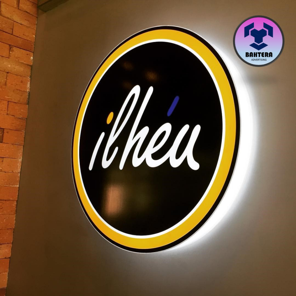 NEON BOX BULAT 50 CM 70 CM 1 METER CUSTOM OUTDOOR INDOOR AKRILIK SIGN NEON FLEX HURUF AKRILIK TIMBUL